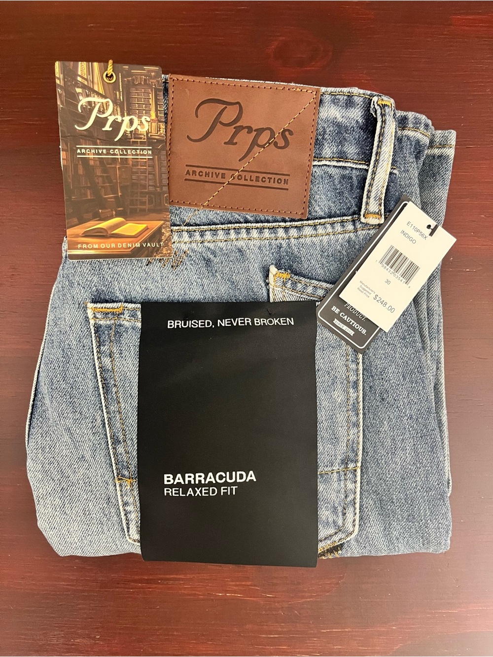PRPS Barracuda Relaxed Fit Jeans – Indigo Distressed Blue Jeans Men’s 30 x 34